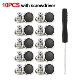 10Pcs Metal Jeans Buttons 17mm Replacement No-Sewing Screw Button Repair Kit Nailless Removable Jean Buckles Clothing Pants Pins