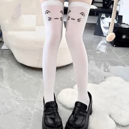 Lolita Japanese Kawaii Expression Thigh Socks Over Knee Thigh High Stockings Summer Long Socks JK Harajuku  Y2K Cosplay Socks