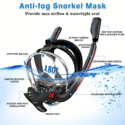 Adult Full Face Snorkel Mask Set Double-Tube Silicone Short Fins Set Panoramic View Adjustable Dive Flipper Dry Top Snorkel Gear