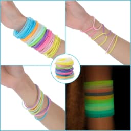 100 Pieces of Silicone Jelly Bracelets, Glowing 80s Hairbands, Multi-Color Rainbow Silicone Wristbands, Valentine's Day Bracelet