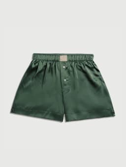 Women Summer Satin Silk Pajama Shorts Y2K Elastic Waist Button Boxer Shorts Loose Soft Solid Lounge Shorts