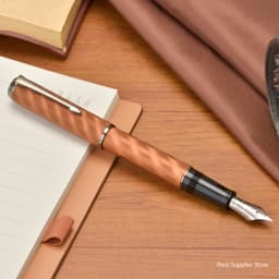 Hongdian A9 Fountain Pen #8 EF/F Nib, Moire Pattern Metal Writing Office Gift Pen