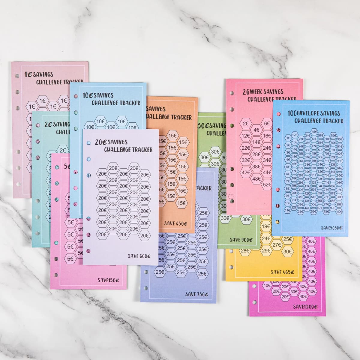 48Sheets Envelopes Eave Money, 52 Weeks Save Challenge, 30 Days Save, Euros USD Cash Envelopes Budget Planner Easy To Save