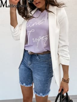 2024 Summer New Vintage Middle Waist Fashion Casual Denim Shorts Push Up Slim Biker Shorts Women Streetwear Ripped Short Jeans