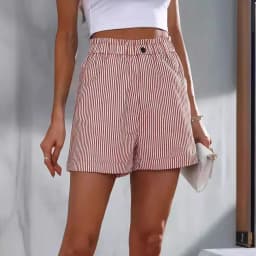 New summer casual pocket striped casual shorts women's wear