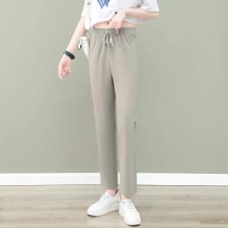 New Women'S Fashion Loose Summer Thin Ice Silk Pants Mom'S Casual High Waist Comfortable Versatile Sports 9-Point Trousers