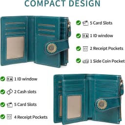 Genuine Leather Fashion RFID Wallet Women Clutch Credit Card Holder Ladies Zipper Clutch Bag Short Wallet Casual Coin Purse