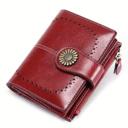 Genuine Leather Fashion RFID Wallet Women Clutch Credit Card Holder Ladies Zipper Clutch Bag Short Wallet Casual Coin Purse
