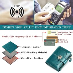 Genuine Leather Fashion RFID Wallet Women Clutch Credit Card Holder Ladies Zipper Clutch Bag Short Wallet Casual Coin Purse