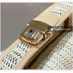 Fashion with Hardware Lock Crossbody Bag Trendy Large Capacity Simple Straw Handbag Soft Handle Beach Bag Women Girl