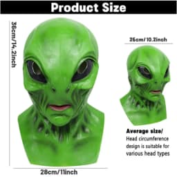 UFO Green Alien Masks Horror Alien Dress Up Halloween Costume Party Latex Headdress Funny Horror Costume Party Props for Adult