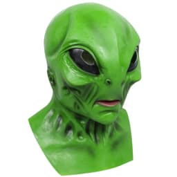 UFO Green Alien Masks Horror Alien Dress Up Halloween Costume Party Latex Headdress Funny Horror Costume Party Props for Adult