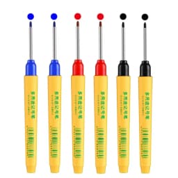 6pcs/set 33mm Red/Blue/Black Long Head Marking Pen Woodworking Decoration Deep Hole Waterproof Pen Multipurpose Marking Tool