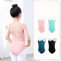 Girls Ballet Leotards Spaghetti Strap Camisole Dance Leotards Kids Ballet Costumes Low Back Mesh Gymnastic Dance Bodysuit Girls