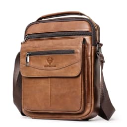 HUMERPAUL Genuine Leather Small Messenger Bag for Men Capacity Sling Crossbody Shoulder Bag Business Male Handbag for Work