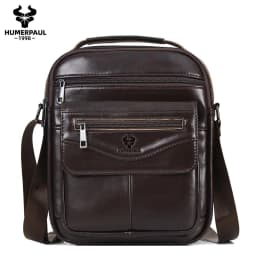 HUMERPAUL Genuine Leather Small Messenger Bag for Men Capacity Sling Crossbody Shoulder Bag Business Male Handbag for Work