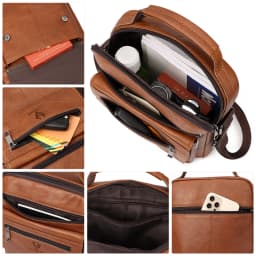 HUMERPAUL Genuine Leather Small Messenger Bag for Men Capacity Sling Crossbody Shoulder Bag Business Male Handbag for Work