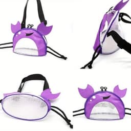 Novelty Design Crab Mesh Storage Bag, Cute Cartoon Pattern Zipper Beach Bag, Girl Fashion Shoulder Bag, Children's Crossbody Bag