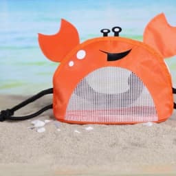 Novelty Design Crab Mesh Storage Bag, Cute Cartoon Pattern Zipper Beach Bag, Girl Fashion Shoulder Bag, Children's Crossbody Bag