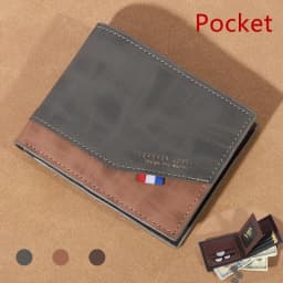 Men's high-capacity leather wallet, small multi slot photo wallet for coins, vintage wallet