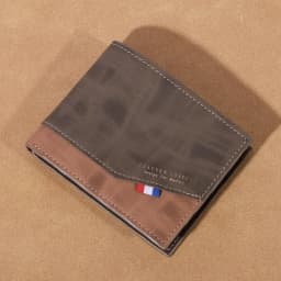 Men's high-capacity leather wallet, small multi slot photo wallet for coins, vintage wallet