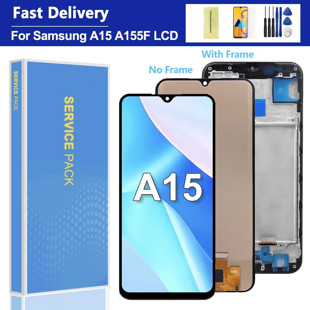 6.5'' Tested A15 4G SM-A155F Display Screen, for Samsung A15 5G SM-A156B Lcd Display Digital Touch Screen with Frame