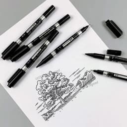 3/5Pcs Set Dual Tip Permanent Art Marker Fineliner Pen 0.5mm 1mm Fine Line Comics Painting Drawing Signature Writing Stationery