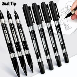 3/5Pcs Set Dual Tip Permanent Art Marker Fineliner Pen 0.5mm 1mm Fine Line Comics Painting Drawing Signature Writing Stationery
