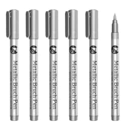 6/12Pcs Soft Brush Permanent Metallic Paint Marker Pen, Waterproof Gold&Silver ,Rock, Mug, Ceramic, Glass, DIY Painting Supplies