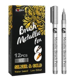 6/12Pcs Soft Brush Permanent Metallic Paint Marker Pen, Waterproof Gold&Silver ,Rock, Mug, Ceramic, Glass, DIY Painting Supplies