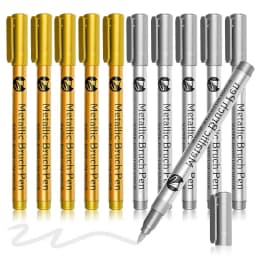 6/12Pcs Soft Brush Permanent Metallic Paint Marker Pen, Waterproof Gold&Silver ,Rock, Mug, Ceramic, Glass, DIY Painting Supplies