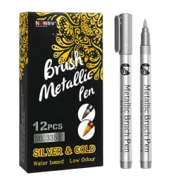 6/12Pcs Soft Brush Permanent Metallic Paint Marker Pen, Waterproof Gold&Silver ,Rock, Mug, Ceramic, Glass, DIY Painting Supplies