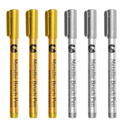6/12Pcs Soft Brush Permanent Metallic Paint Marker Pen, Waterproof Gold&Silver ,Rock, Mug, Ceramic, Glass, DIY Painting Supplies