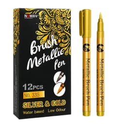 6/12Pcs Soft Brush Permanent Metallic Paint Marker Pen, Waterproof Gold&Silver ,Rock, Mug, Ceramic, Glass, DIY Painting Supplies