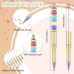 30Pcs Beadable Pens Gold and Pink Bead Ballpoint Pen Black Ink Beaded Pens for DIY Kid Student Office