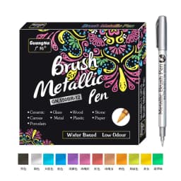 12 Colors Metallic Markers Pens colors Paint Pens for Black Paper, Glass, Rock Painting, DIY Scrapbook Album Student stationery