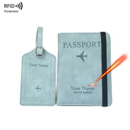 2pcs/set Personalised Name Passport Cover Case and Luggage Tag, Travel Passport Holder Wallet Organizer Gift for Couple