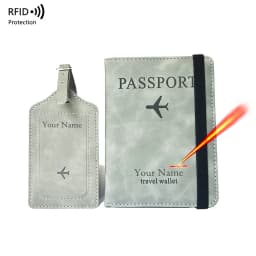 2pcs/set Personalised Name Passport Cover Case and Luggage Tag, Travel Passport Holder Wallet Organizer Gift for Couple