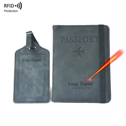 2pcs/set Personalised Name Passport Cover Case and Luggage Tag, Travel Passport Holder Wallet Organizer Gift for Couple