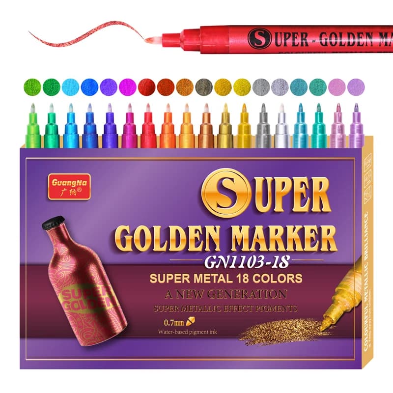 GN Metallic Acrylic Paint Pens for Rock Painting, Manicure Stone, Ceramic, Glass, Wood, Fabric, Card Stocks, 0.7mm Paint Markers