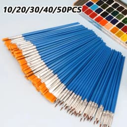 10/20/30/40/50PCS Painting Brushes Round / Flat Hair Nylon Hair Paint Brush Pen for Oil Acrylic Watercolor School Art Supplies