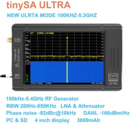 Newest Spectrum Analyzer Handheld Tiny Spectrum Anslyzer Tinysa Ultra 2.8/4' Display 100kHz to 5.3GHz 32GB Card Version V0.4.5.1