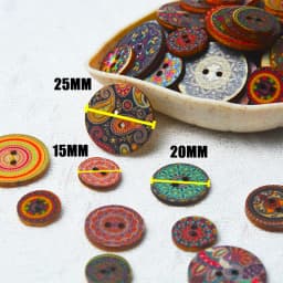 50pcs Retro Wooden Buttons 2 Holes Handwork Sewing Scrapbook Clothing Bosian Style Button DIY Crafts Accessories Decor