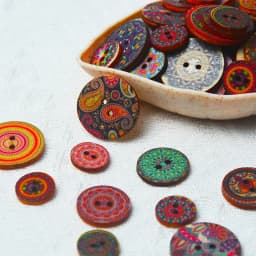 50pcs Retro Wooden Buttons 2 Holes Handwork Sewing Scrapbook Clothing Bosian Style Button DIY Crafts Accessories Decor