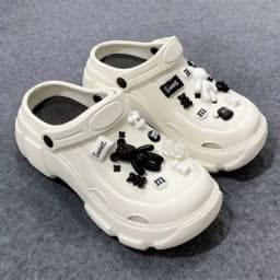 Whole Set Hot DIY Hole Shoes Charms for Black and White Bears Handmade Charms Designer Quality Garden Shoe Decoration Girl Gift