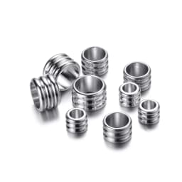 20pcs 3mm 5mm 6mm Stainless Steel Big Hole Spacer Beads DIY Charm Necklace Bracelet Jewelry Making Findings Accessories
