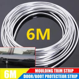 6M Car Door Chrome Moulding Trim Strip Edge Scratch Guard Protector Cover Strip Roll Chrome Styling Moulding Trim Strip
