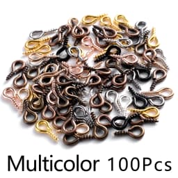 100Pcs 4x8mm Small Tiny Mini Metal Eyepins Hooks Eye Pins Eyelets Screw Threaded Clasps Hooks For Diy Jewelry Making Findings