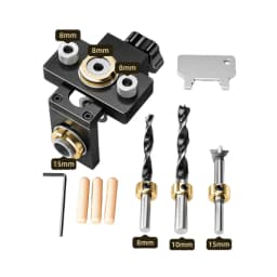 Woodworking 3 In 1 Doweling Jig Kit -Adjustable Wood Dowel Punch Locator Aluminum Pocket Hole Jig, Cabinet Hole Drill Guide Tool