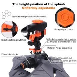 Automatic Garden Watering Lawn Sprinklers 360° Rotation Irrigation Watering System with Nozzle Grass Plant for Farm Outdoor Yard